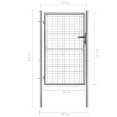 Vidaxl Vrtna vrata pocinkano jeklo 105x175 cm srebrna