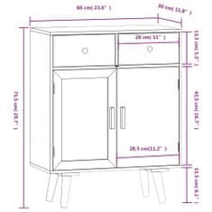 Vidaxl Komoda s predali 60x30x75,5 cm inženirski les