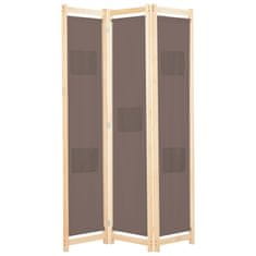 Vidaxl Paravan 3-delni 120x170x4 cm rjavo blago