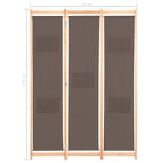 Vidaxl Paravan 3-delni 120x170x4 cm rjavo blago