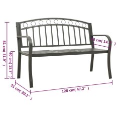 Vidaxl Vrtna klop z mizico siva 120 cm jeklo