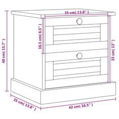 Vidaxl Nočna omarica VIGO 42x35x40 cm trdna borovina