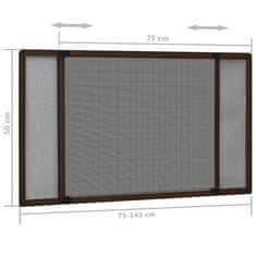 Vidaxl Raztegljiv komarnik za okna rjav (75-143)x50 cm