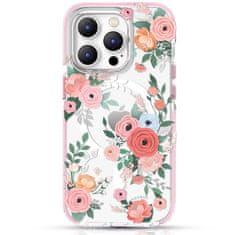 Kingxbar Magnetni etui s cvetličnim potiskom za iPhone 14 Plus MagSafe Flora Series rose