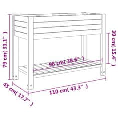 Vidaxl Vrtna visoka greda bela 110x45x79 cm polipropilen