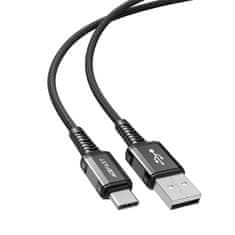 AceFast Opleten kabel USB - USB-C 3A 1,2 m črn