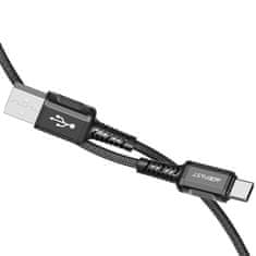 AceFast Opleten kabel USB - USB-C 3A 1,2 m črn