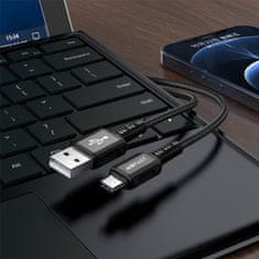 AceFast Opleten kabel USB - USB-C 3A 1,2 m črn