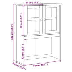 Vidaxl Zgornji del komode VIGO 78x30x100 cm trdna borovina