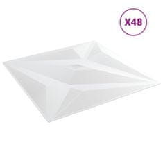 Vidaxl Stenski paneli 48 kosov beli 50x50 cm EPS 12 m² zvezda