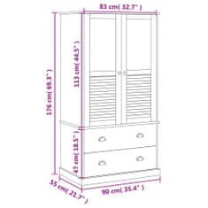 Vidaxl Garderobna omara VIGO siva 90x55x176 cm trdna borovina