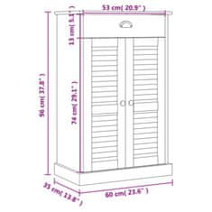 Vidaxl Omara za čevlje VIGO bela 60x35x96 cm trdna borovina