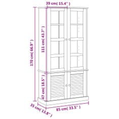 Vidaxl Steklena vitrina VIGO siva 85x35x170 cm trdna borovina