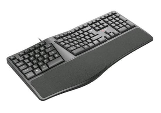 C-Tech tipkovnica KB-113E USB, ERGO, črna, CZ/SK