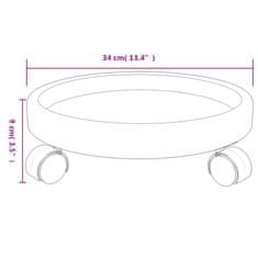 Vidaxl Voziček za rastline s kolesi 2 kosa siv premer 34 cm 35 kg