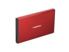 Natec Zunanji HDD box 2,5" USB 3.0 Rhino Go, rdeč, aluminijasto ohišje
