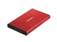 Natec Zunanji HDD box 2,5" USB 3.0 Rhino Go, rdeč, aluminijasto ohišje