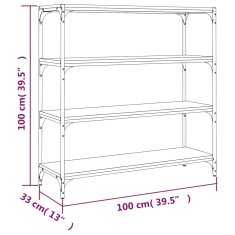 Vidaxl Knjižna omara sonoma hrast 100x33x100 cm inž. les in jeklo