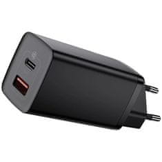 BASEUS GaN2 Lite Quick polnilec, USB-A+USB-C, 65W, črn (CCGAN2L-B01)