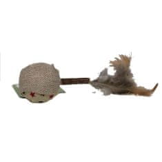 Matatabi palica z žogo iz burlapa in perja 9,1 cm