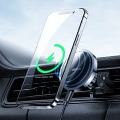 PRO Avtomobilski magnetni nosilec Qi induktivni polnilec 15W MagSafe za iPhone črn