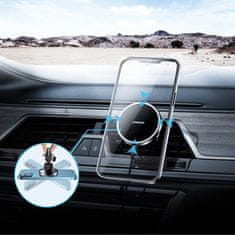 PRO Avtomobilski magnetni nosilec Qi induktivni polnilec 15W MagSafe za iPhone črn