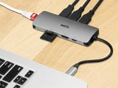 EMAVO ADAPTER EMAVO A-4, USB-C, HDMI 4K, USB 3.0, PDW 100W, ETH, rjava škatla