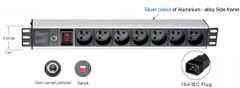 19-palčna distribucijska plošča 1U, 7x 220V, IEC C19, 16A