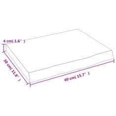 Vidaxl Stenska polica svetlo rjava 40x30x(2-4) cm trdna hrastovina