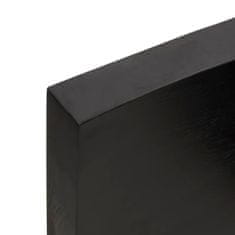 Vidaxl Stenska polica temno siva 220x30x(2-6) cm trdna hrastovina