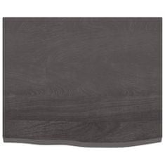Vidaxl Stenska polica temno siva 60x50x2 cm obdelana trdna hrastovina