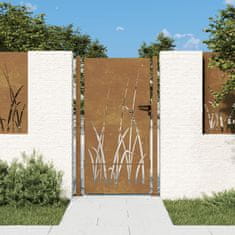 Vidaxl Vrtna vrata 105x205 cm Corten jeklo dizajn trave