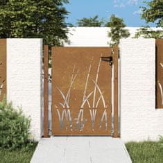 Vidaxl Vrtna vrata 105x155 cm Corten jeklo dizajn trave