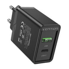 slomart eu usb-a (18w) usb-c (20w) omrežni polnilec vention fbbb0-eu, 2.4a, pd3.0 (črn)