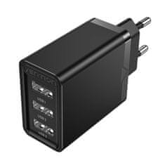 slomart omrežni polnilec 3x usb vention feab0-eu, 2,4a, 12w (črn)