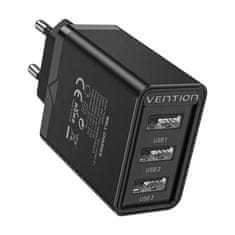 slomart omrežni polnilec 3x usb vention feab0-eu, 2,4a, 12w (črn)