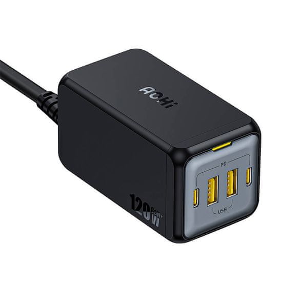 slomart aohi omrežni polnilnik aoc-c006 120w, 2x usb-c, 2x usb-a (črn)