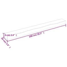 Vidaxl Stenska polica temno rjava 100x10x6 cm trdna hrastovina