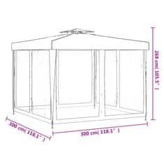 Vidaxl Paviljon z dvojno streho antracit 3x3x2,68 m tkanina