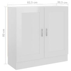 Vidaxl Knjižna omara visok sijaj bela 82,5x30,5x80 cm iverna plošča