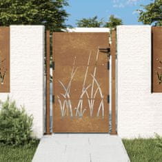 Vidaxl Vrtna vrata 105x130 cm Corten jeklo dizajn trave