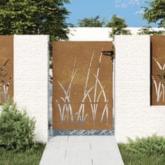 Vidaxl Vrtna vrata 85x150 cm corten jeklo dizajn trave