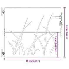 Vidaxl Vrtna vrata 85x75 cm corten jeklo dizajn trave