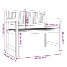 Vidaxl Vrtna klop 114x59x87 cm trdna tikovina