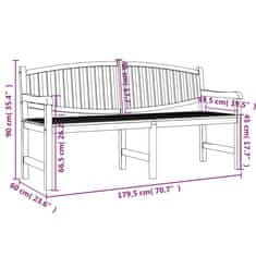 Vidaxl Vrtna klop 179,5x60x90 cm trdna tikovina