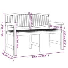 Vidaxl Vrtna klop 149,5x60x90 cm trdna tikovina