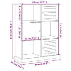 Vidaxl Knjižna omara VIGO siva 90x35x114,5 cm trdna borovina