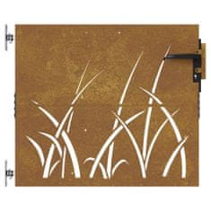 Vidaxl Vrtna vrata 85x100 cm corten jeklo dizajn trave