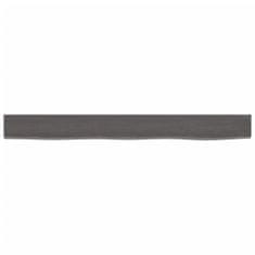 Vidaxl Stenska polica temno siva 100x10x2 cm obdelana trdna hrastovina