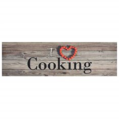 Vidaxl Kuhinjska preproga pralna napis Cooking siva 45x150 cm žamet